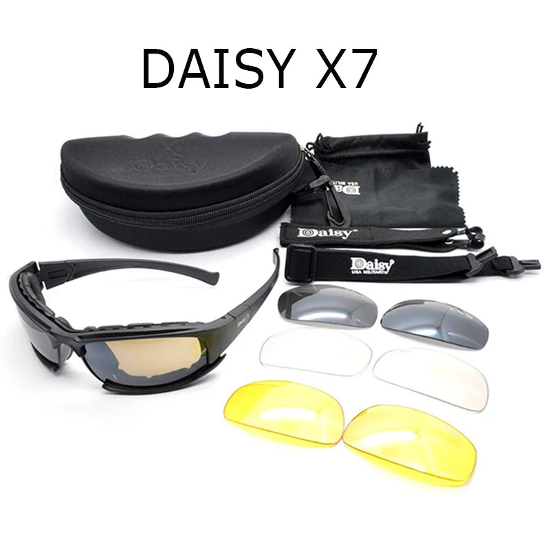 Military Goggles Army Sunglasses 4 Lens