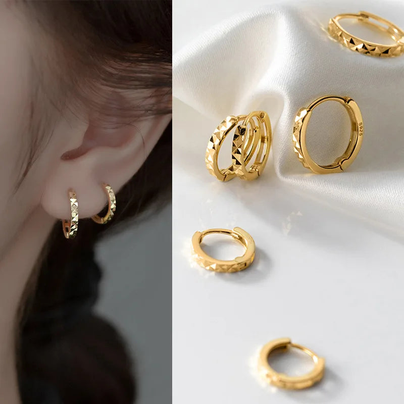 925 Sterling Silver Simple Geometric Car Flower Circle Charm Earrings Fashion Gothic Wedding Piercing Hoop Jewelry Female