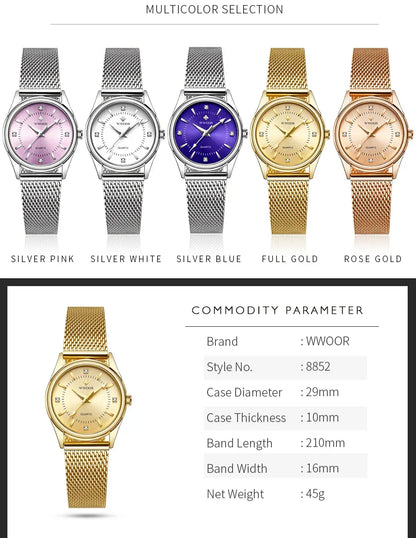 Luxury Brand Dress Gold Watch Ladies Elegant Diamond Small Quartz Wrist Watches For Women Steel Mesh Clock zegarek damski