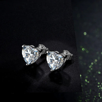 Heart Moissanite Diamond Earrings 925 Sterling Silver Jewellery Statement Stud Earrings For Women Fine Jewelry