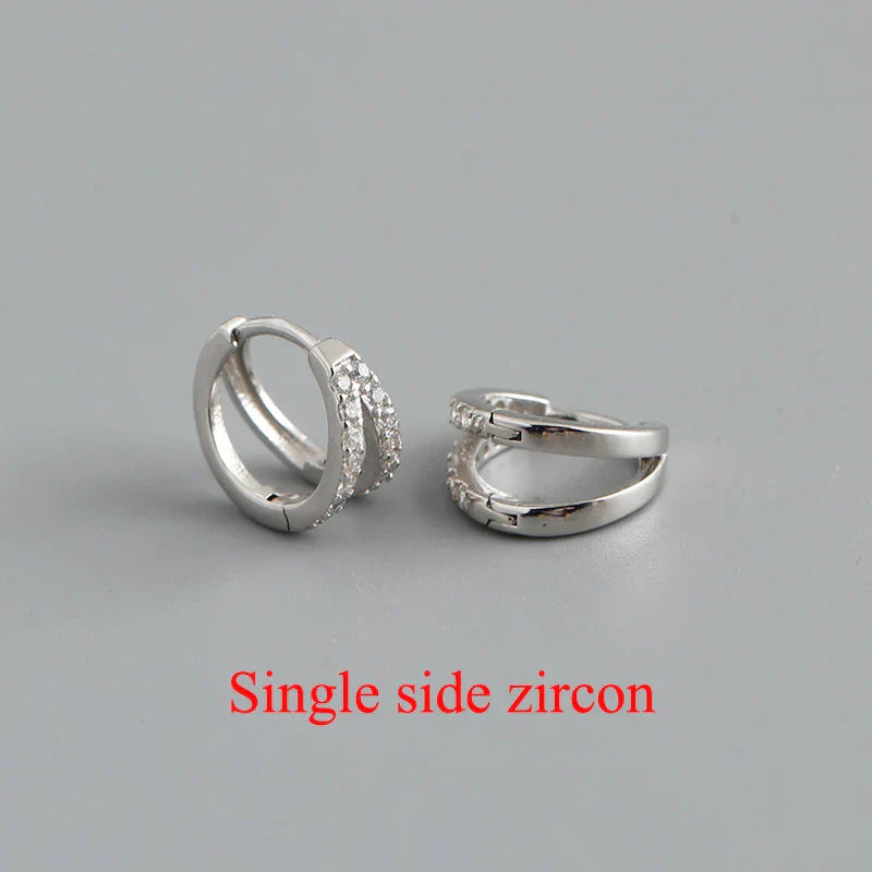 925 Sterling Silver Simple Glossy Double Ear Buckle for Women Unique Charm Party Hoop Earrings Fine Jewelry Accessories