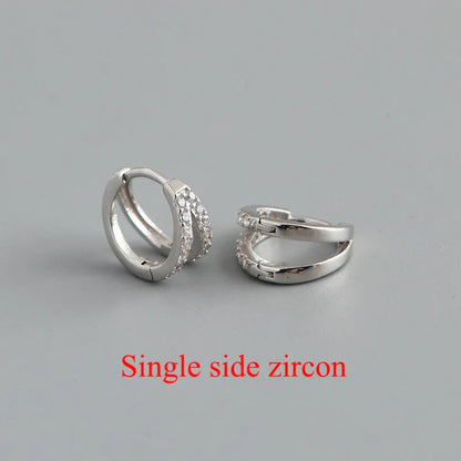 925 Sterling Silver Simple Glossy Double Ear Buckle for Women Unique Charm Party Hoop Earrings Fine Jewelry Accessories