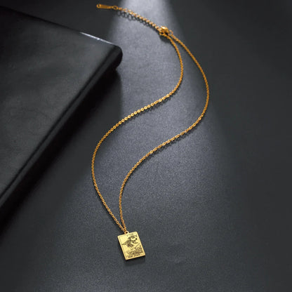 Tarot Cards Necklace Women Stainless Steel Necklace Wealth Amulet Classic Tarot Major Arcana Divination Charm Jewelry