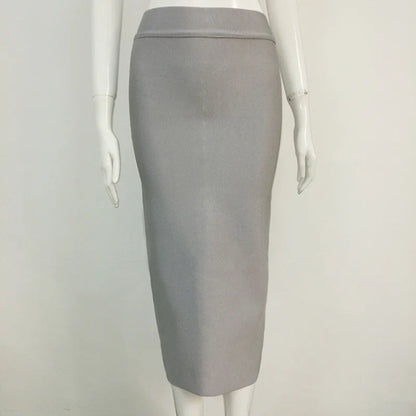 Women Candy Color Sexy Neon Green Brown Orange Yellow Knee Length Bandage Pencil Skirt 2020 Designer Skirt Faldas 78cm