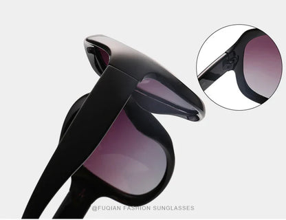 Design Elegant Polarized Oversized Round Sunglasses Women Simple Fashion Big Plastic Ladies Sun Glasses UV400