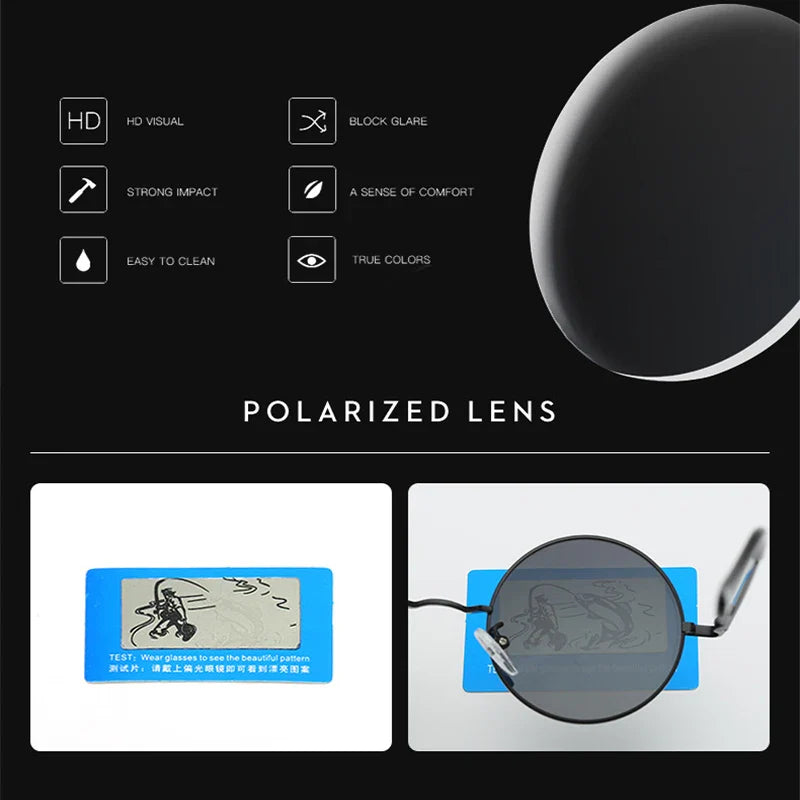 Retro Polarized Round Metal Frame Sunglasses Eyewear For Men and Women Driving Fishing Brand Designer Sun Glasses UV400