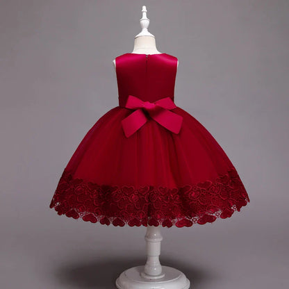 2023 Summer Girls Dress Lace Applique Flower Girl Party Dresses Children Costume 2-10 Years Kids Wedding Princess Birthday Dress