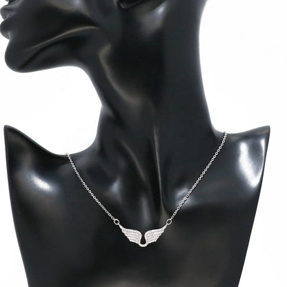 Fashion Women Chain Custom Necklace Angel wings Gold Plated Zircon Feather Necklace