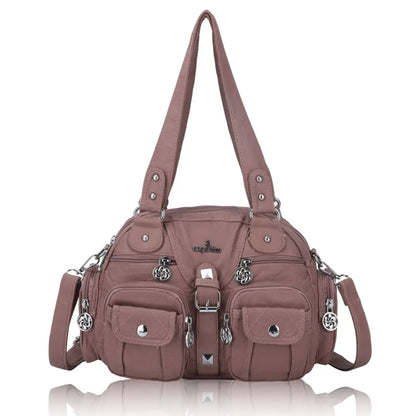 Women Small Handbags Satchel Top-handle Handbag PU Shoulder Bag 8”x11” Dumpling Pack Multi-pockets Shoulder Bag