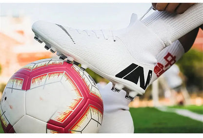New Futstal FG/TF Orange Soccer Boots For Men High Top Men Soccer Cleats Football Trainers Men Sport Shoes zapatillas de futbol