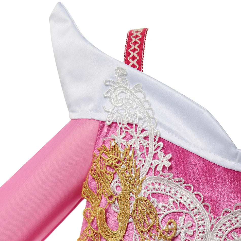 Summer Girls Sleeping Beauty Auroro Princess Halloween Cosplay Dress Off Shoulder Kids Gift Fancy Party Princess Clothing