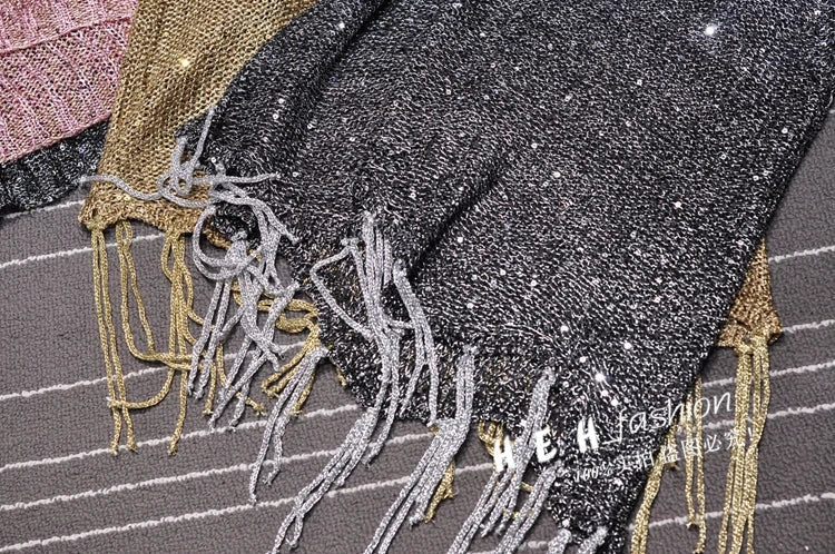 Sexy Shiny Gold Silver Knitted Tank Tops Women Bling Bling Sequined Tassels Knitted Vest  All Neon Store Clothes  Korean