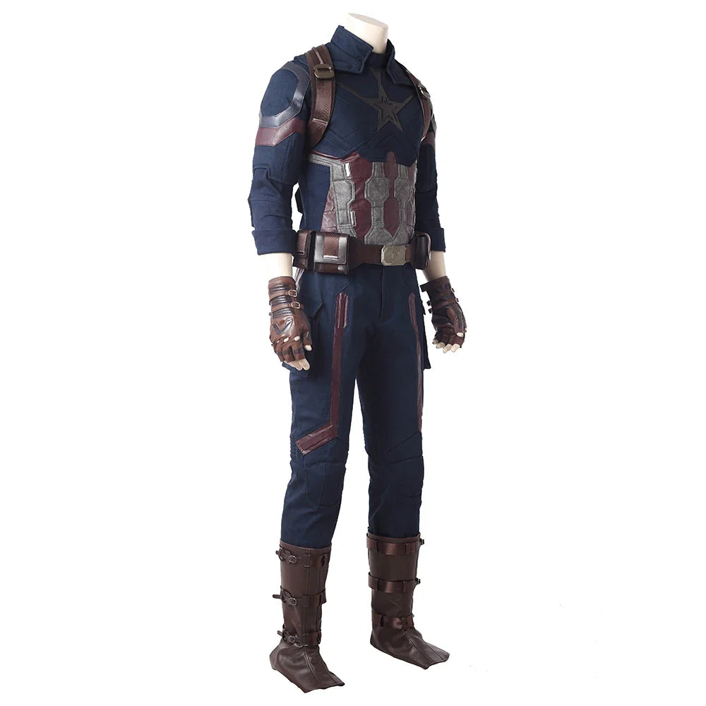 Movie Infinity War Superhero Captain Steve Rogers Cosplay Costume Men Outfit for Adult Men Halloween Uniforms Free Custom Made