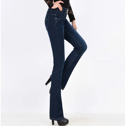 Oversized Slim Flare Denim Pants Stretch Cowboy Trousers
