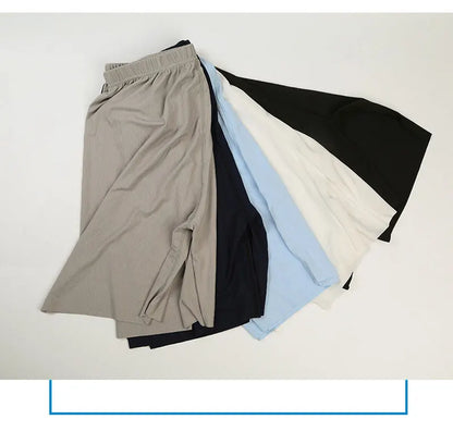 Plus Size Ice Silk Cool Summer Men Sleepwear Shorts Sexy Underwear Nightwear Comfortable Loose Sports Man Sleep Bottoms Homewear