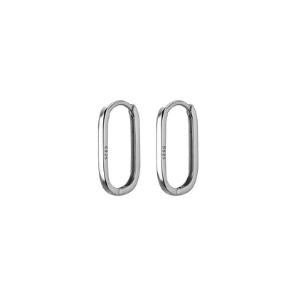 925 Sterling Silver Simple Oval Glossy Huggies Ear Buckle for Women Fashion Bohemian European piercing Earrings Jewelry