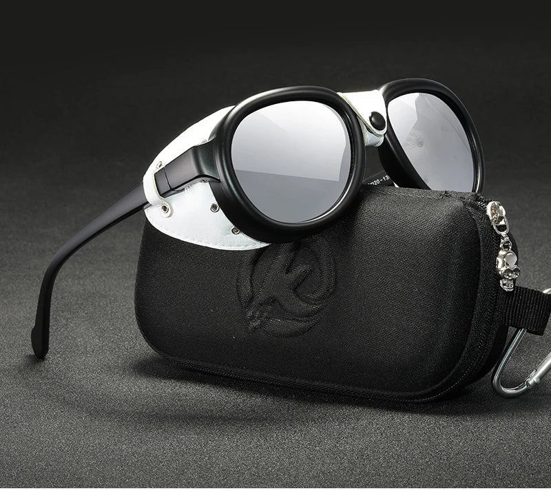 Luxury Steampunk Pilot Sunglasses Men and Women Soft Leather Shield Glasses UV400 Protection KD2095