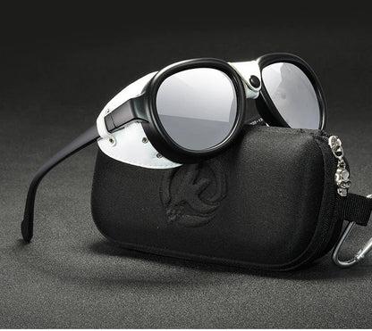 Luxury Steampunk Pilot Sunglasses Men and Women Soft Leather Shield Glasses UV400 Protection KD2095