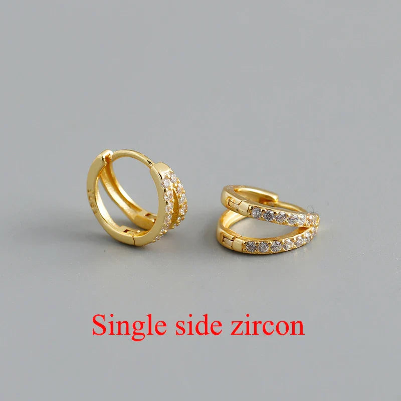 925 Sterling Silver Simple Glossy Double Ear Buckle for Women Unique Charm Party Hoop Earrings Fine Jewelry Accessories