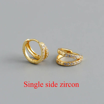 925 Sterling Silver Simple Glossy Double Ear Buckle for Women Unique Charm Party Hoop Earrings Fine Jewelry Accessories