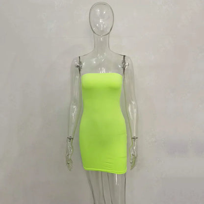 Off Shoulder Tube Dress Solid 2025 New Summer Women Bodycon Strapless Dress Black Mini Dress Women Slim Party Clubwear