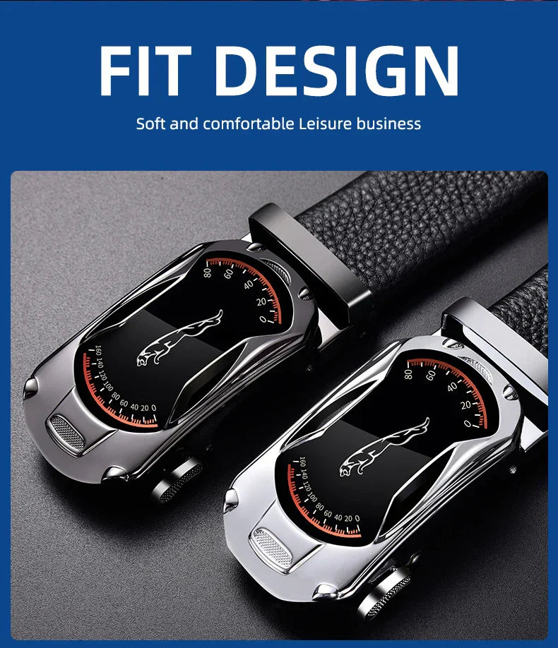 Belts for 3.5cm Width Sports Car Brand Fashion Automatic Buckle Black Genuine Leather Men's Jeans High Quality Waist Male Strap