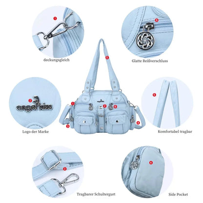 Women Small Handbags Satchel Top-handle Handbag PU Shoulder Bag 8”x11” Dumpling Pack Multi-pockets Shoulder Bag