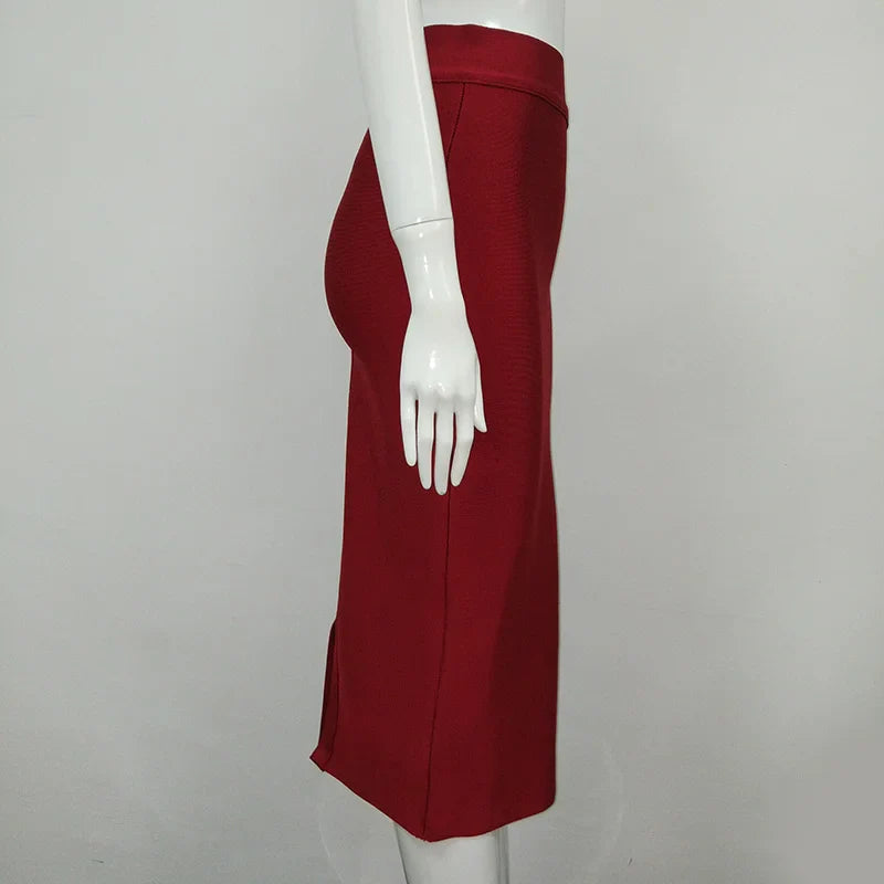Women Candy Color Sexy Neon Green Brown Orange Yellow Knee Length Bandage Pencil Skirt 2020 Designer Skirt Faldas 78cm