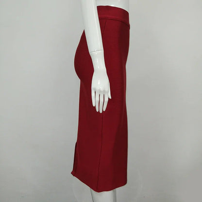 Women Candy Color Sexy Neon Green Brown Orange Yellow Knee Length Bandage Pencil Skirt 2020 Designer Skirt Faldas 78cm