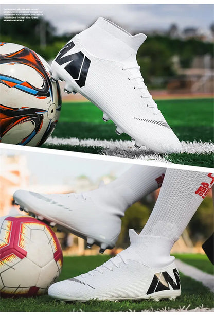 New Futstal FG/TF Orange Soccer Boots For Men High Top Men Soccer Cleats Football Trainers Men Sport Shoes zapatillas de futbol