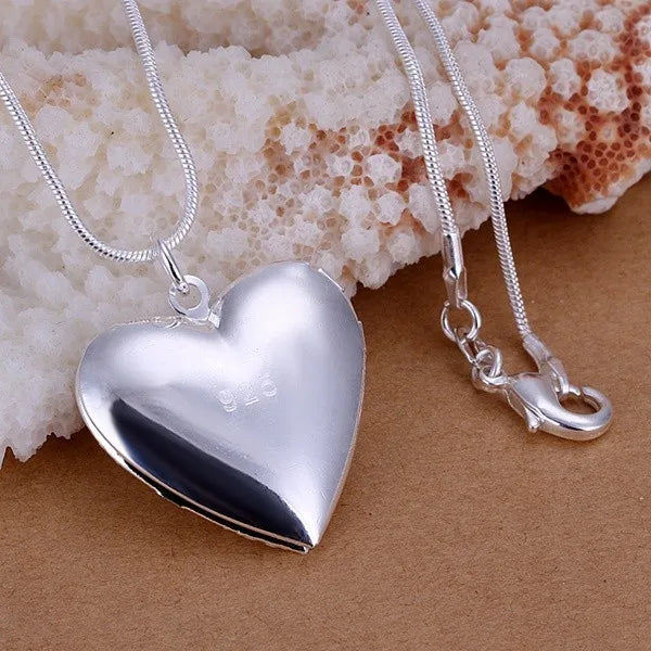 925hot sale Silver color Photo Frame Pendant Necklace Snake Chain For Woman Charm Wedding Fashion Jewelry ColorLN072