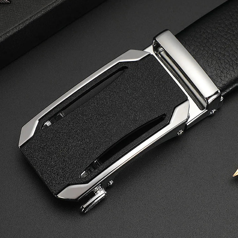 Men's Genuine Leather Automatic Buckle Belt Custom Engraved Name/Logo Ideal Waist Belt for Father's Day Personalized Gift
