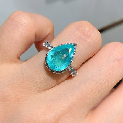 Luxury 925 Sterling Silver Paraiba Tourmaline Gemstone Earrings/Pendant/Necklace/Ring Wedding Jewelry Sets Wholesale
