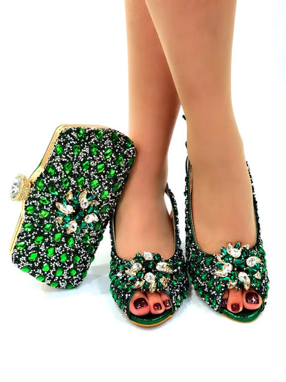 Silver Color Nigerian Women's Shoes and Bags Party  African Fashion Shoes and Bags Wedding Shoes and Bags