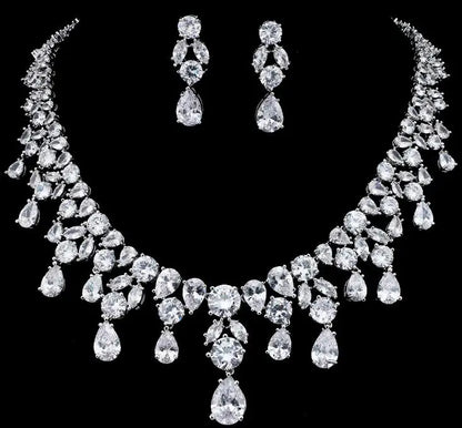 Jewelry Set For Woman Long Necklace Pendant Crystal Earrings Wedding Beads Fashion Jewelry Gift