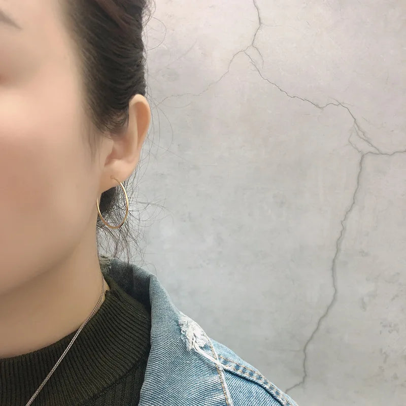Genuine 925 Sterling Silver Fashion Korean Simple Hoop Earrings for Women Men Charming Chic Party Jewelry Accessories