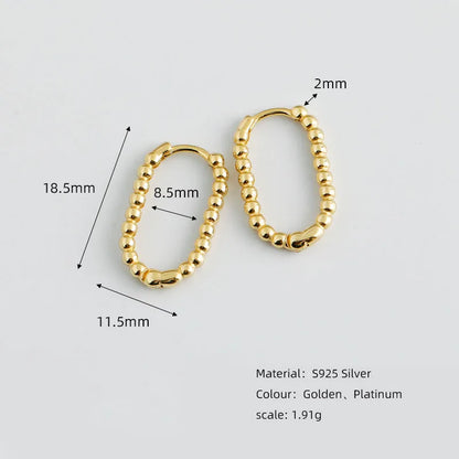 925 Sterling Silver Punk Simple Pirecing Geometry Hollow Beads Stud Earrings for Women Girl Chic Birthday Goth Jewelry