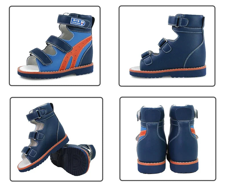 Ortoluckland Children Sandals Summer Baby Boys Orthopedic Shoes Kid Microfiber Leather Stiff Walking Ankle Sandalies Size20 To38