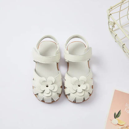 Hot selling little girl flower Sandals kids closed toe princess shoes for summer 3-7years older