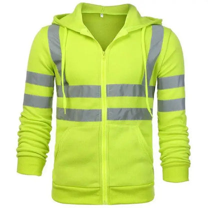 Safety Reflective Sweatshirt Men Winter Zipper Sweatshirts Hoodie Men Hoody Sweatshirts Male Black Hoodies For Men Workwear
