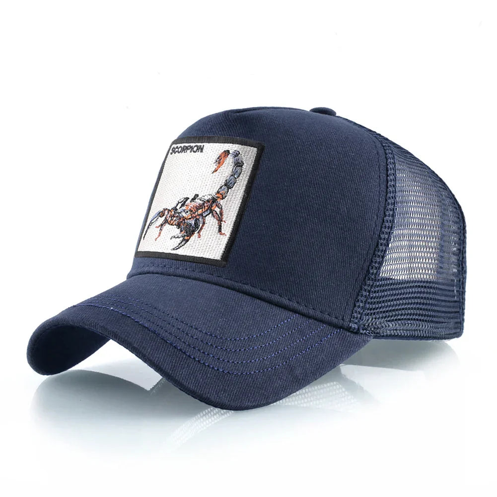 Streetwear Trucker Caps With Scorpion Patch Men's Snapback Hip Hop Baseball Cap For Women Four Seasons Fashion Casquette Hats