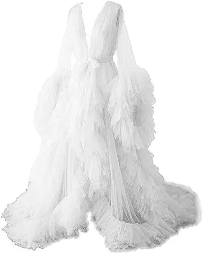 Unique Prom Dresses Custom Made Tulle Maternity Robes Women Photoshoot Evening Gowns Fluffy Tiered Tulle Robe Formal Party Dress
