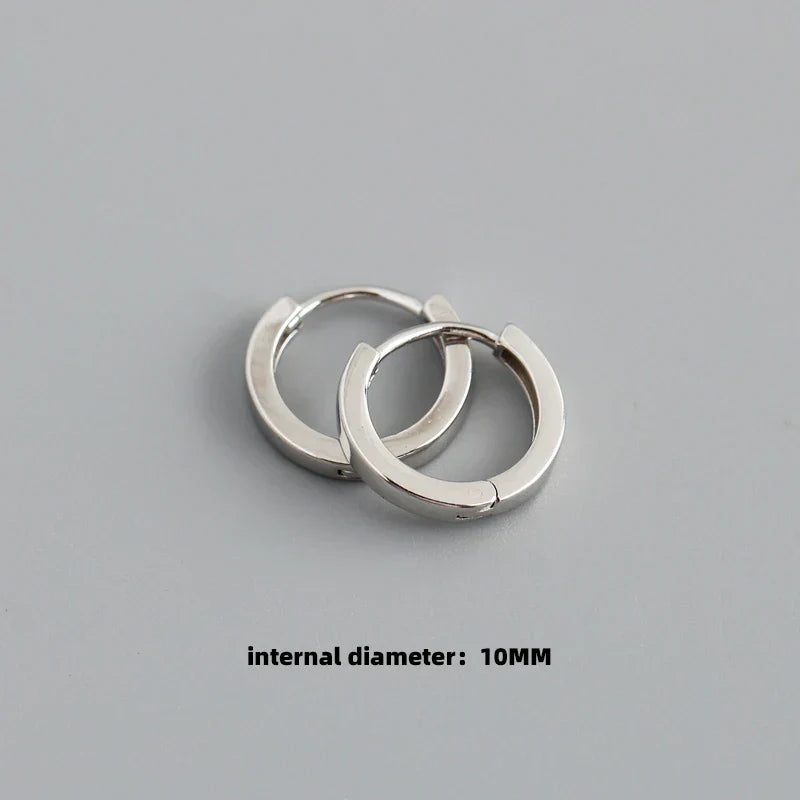 925 Sterling Silver Minimalist Punk Rock Circle Hoop Earrings for Women Men Goth Piercing Ear Buckle Charm Fine Jewelry
