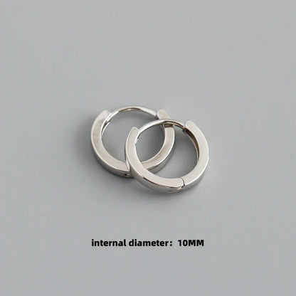 925 Sterling Silver Minimalist Punk Rock Circle Hoop Earrings for Women Men Goth Piercing Ear Buckle Charm Fine Jewelry