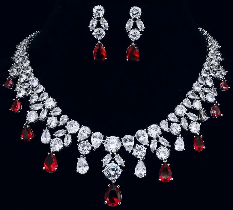Jewelry Set For Woman Long Necklace Pendant Crystal Earrings Wedding Beads Fashion Jewelry Gift