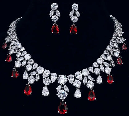 Jewelry Set For Woman Long Necklace Pendant Crystal Earrings Wedding Beads Fashion Jewelry Gift