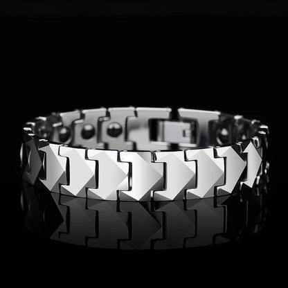 Tungsten Links Bracelets for Men Women Couples High Polished Inlay Health Magnetic Stones Three Color, Customized