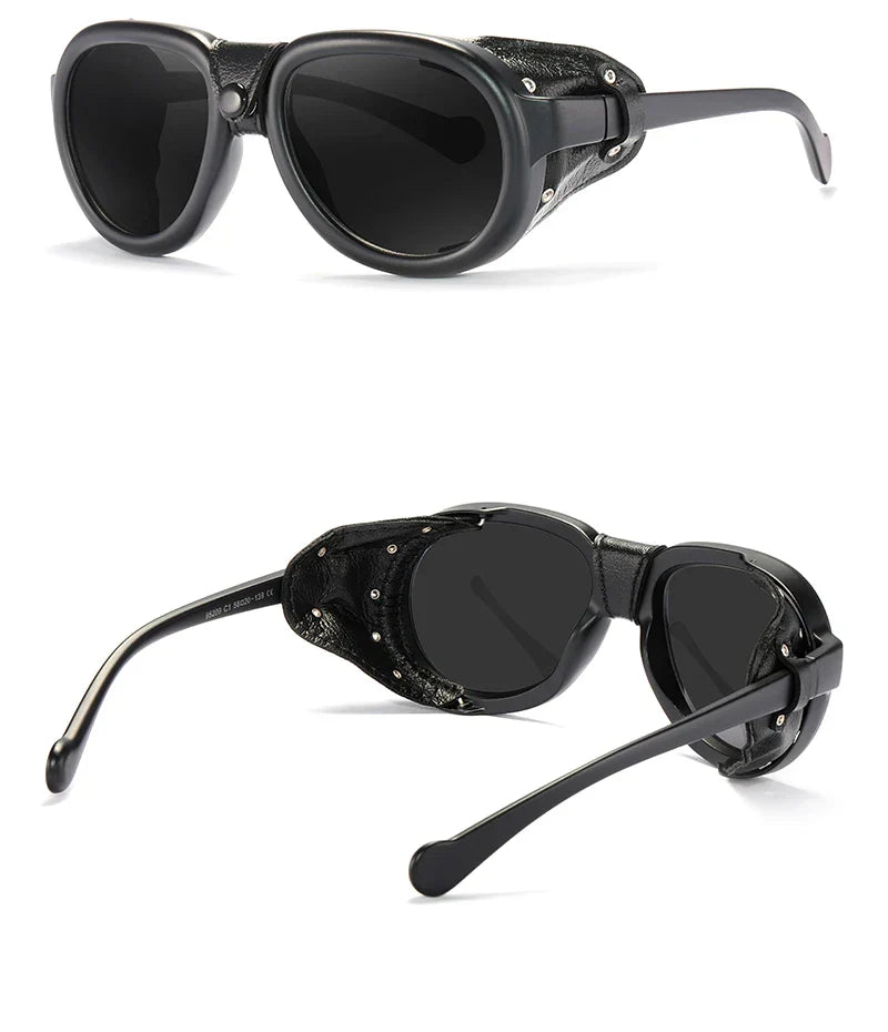 Luxury Steampunk Pilot Sunglasses Men and Women Soft Leather Shield Glasses UV400 Protection KD2095