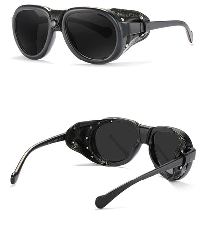 Luxury Steampunk Pilot Sunglasses Men and Women Soft Leather Shield Glasses UV400 Protection KD2095