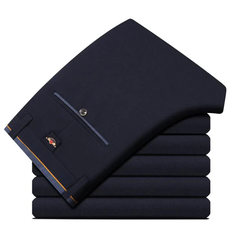 Suit Pants for Men Fashion Elegant Male Dress Pants Solid Color Straight Long Trousers Man Slim Fit Formal Trousers Black